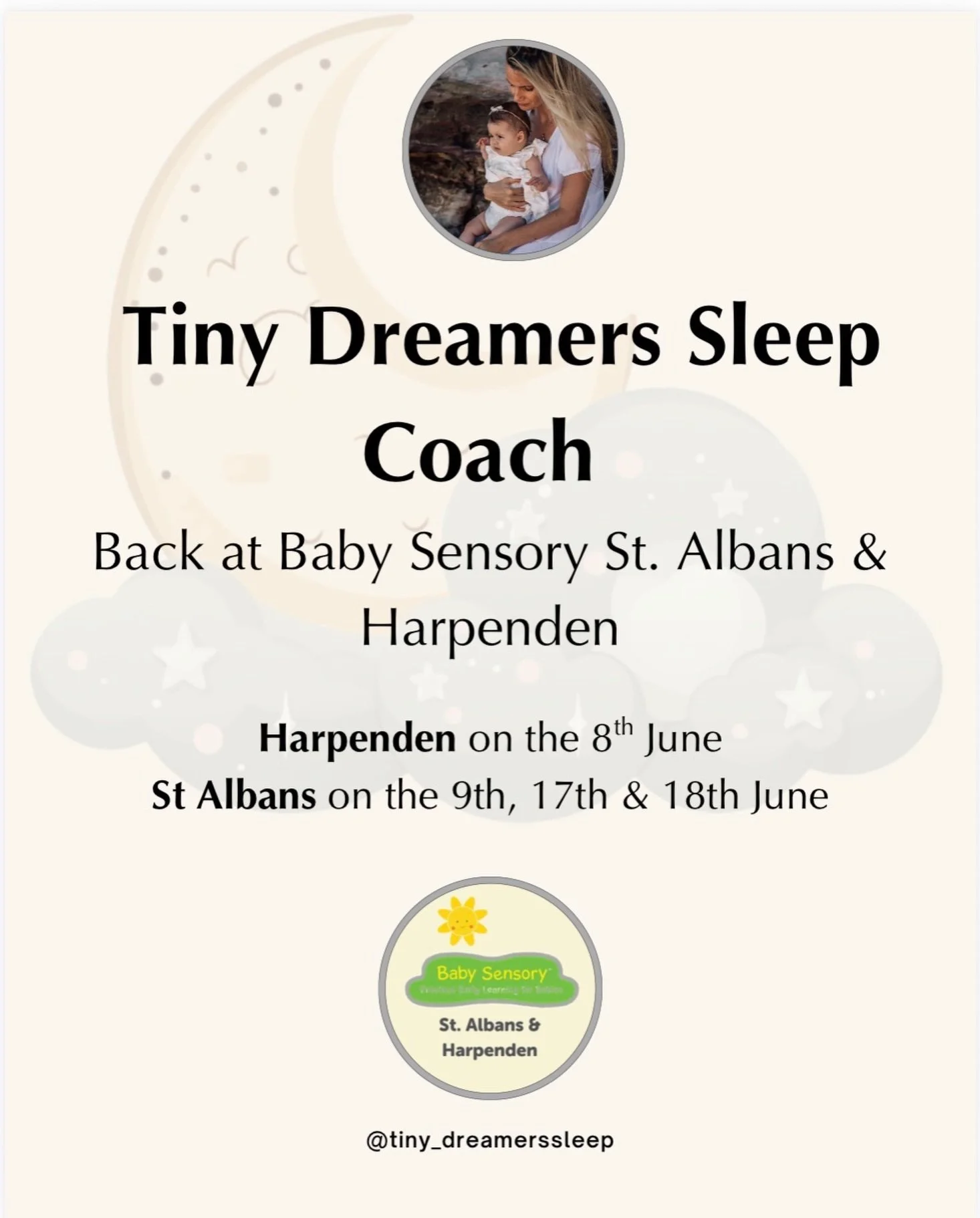 I&rsquo;m so excited to announce that I&rsquo;ll be back at @babysensorystalbansharpenden with the lovely Nic this Summer term, answering all your baby sleep questions! 👶💤

Whether you&rsquo;re dealing with bedtime battles, frequent night wakes, ea