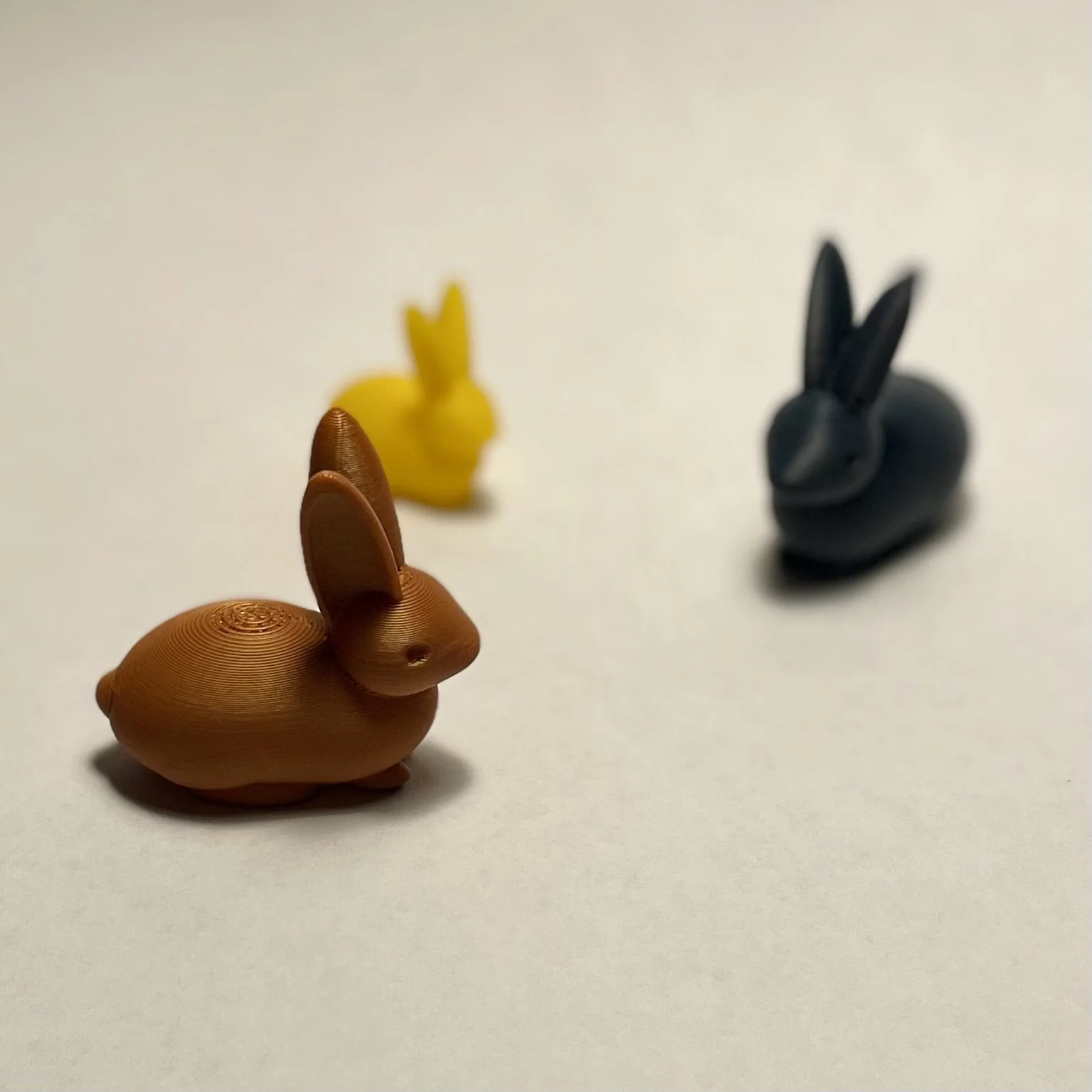 3D printed rabbits.