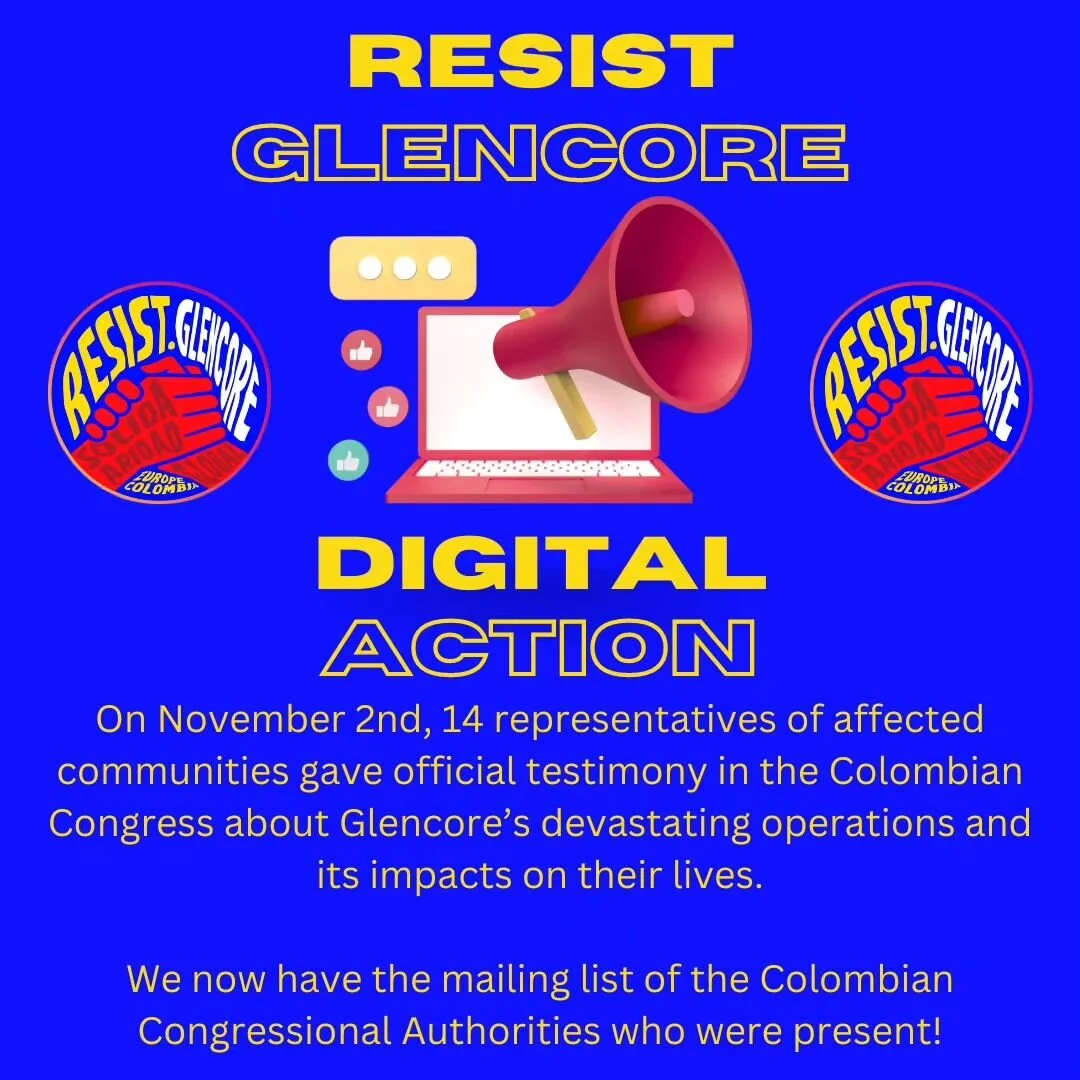 📩 EMAIL STORM 📩

Continuing with the pressure of last weekends digital actions, we are now asking EVERYONE to send a pre-written email to the Colombian Congressional Authorities asking them to publicly support the affected communities demands for j