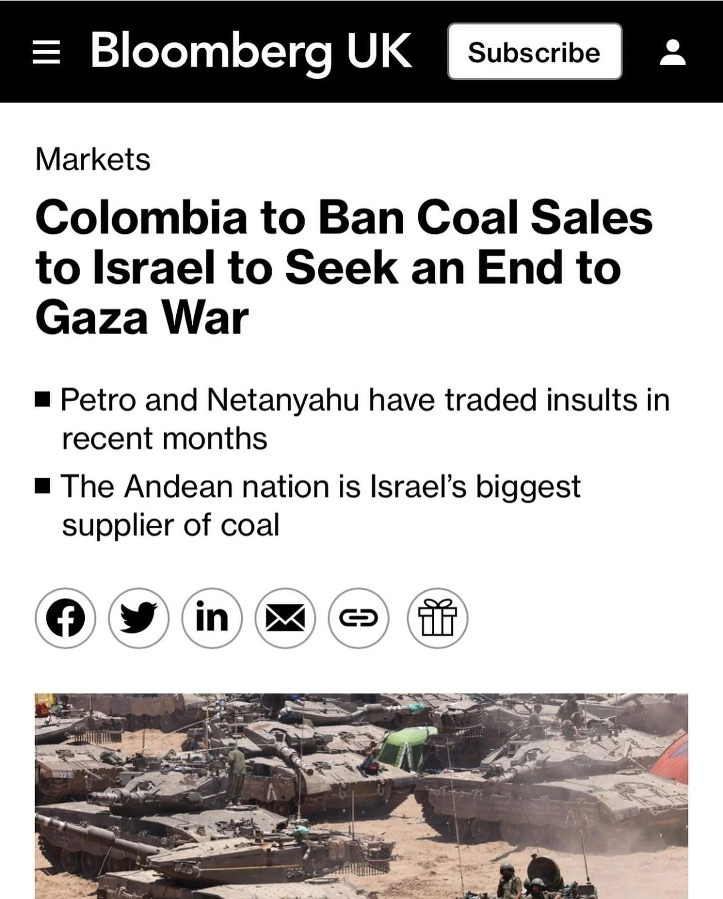 Amazing NEWS! Petro and the Colombian government have suspended coal sales to Israel