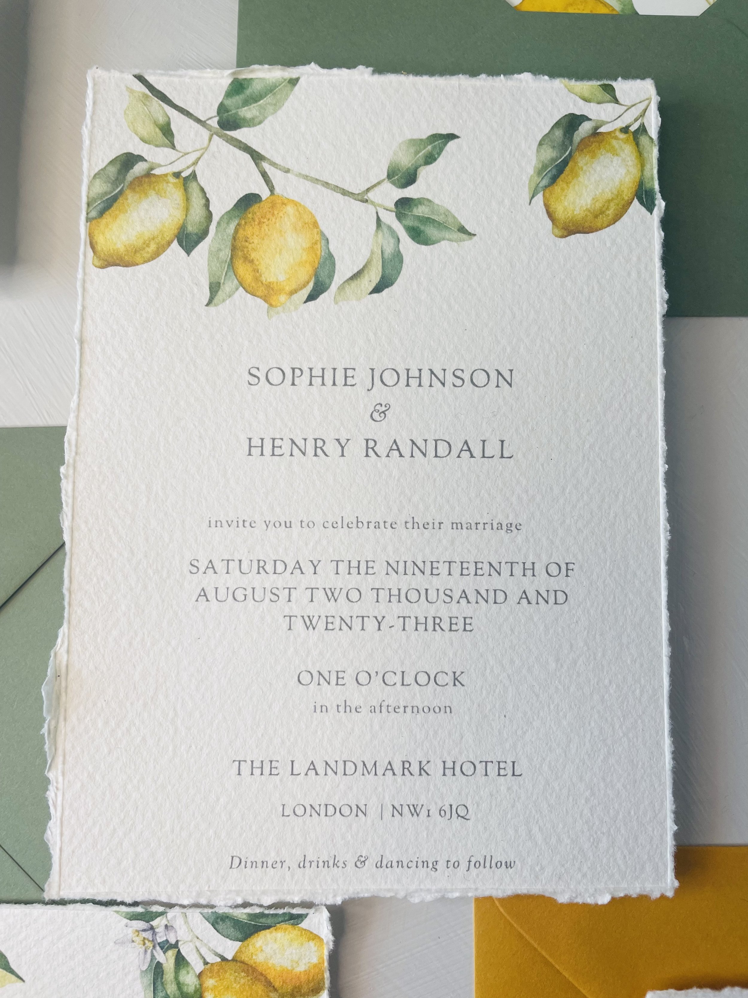 Lemon Invitation Suite Sample