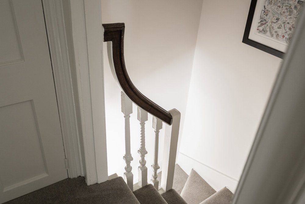  detail of a curved banister rail  
