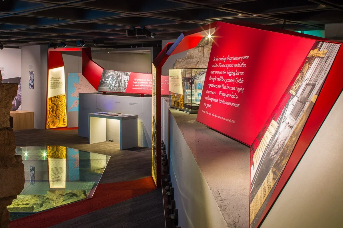 detail in a museum exhibition about the building of york minster