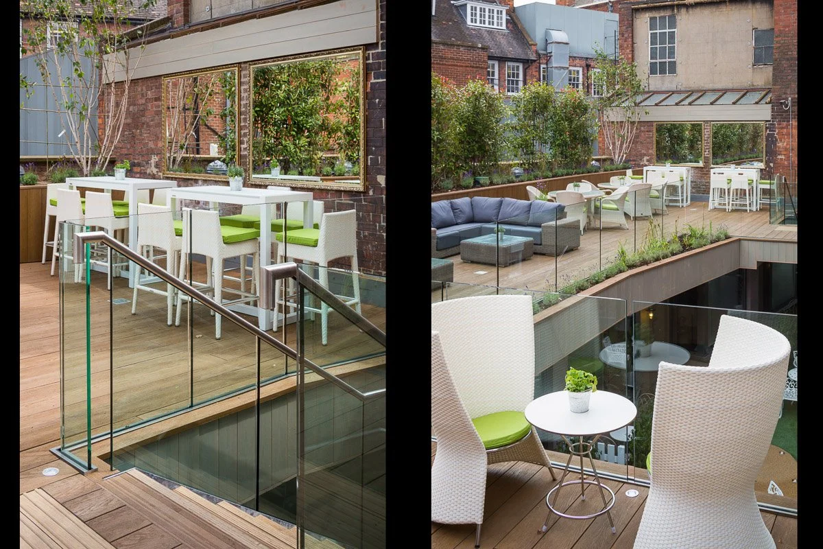 left: outside dining area right: outside seating area 