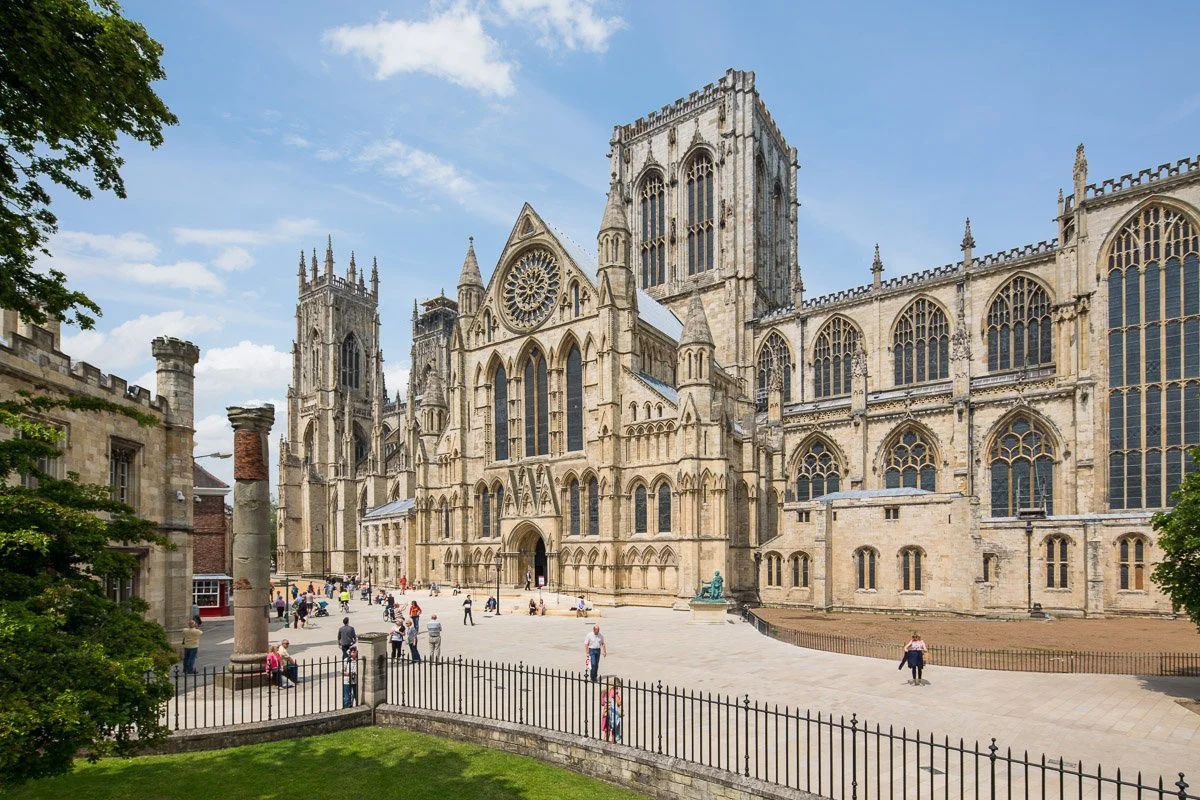 elevated image of the south face of york minster i the sun 
