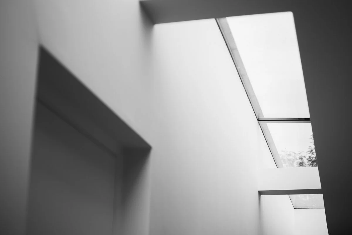 black and white detail image of sky light 