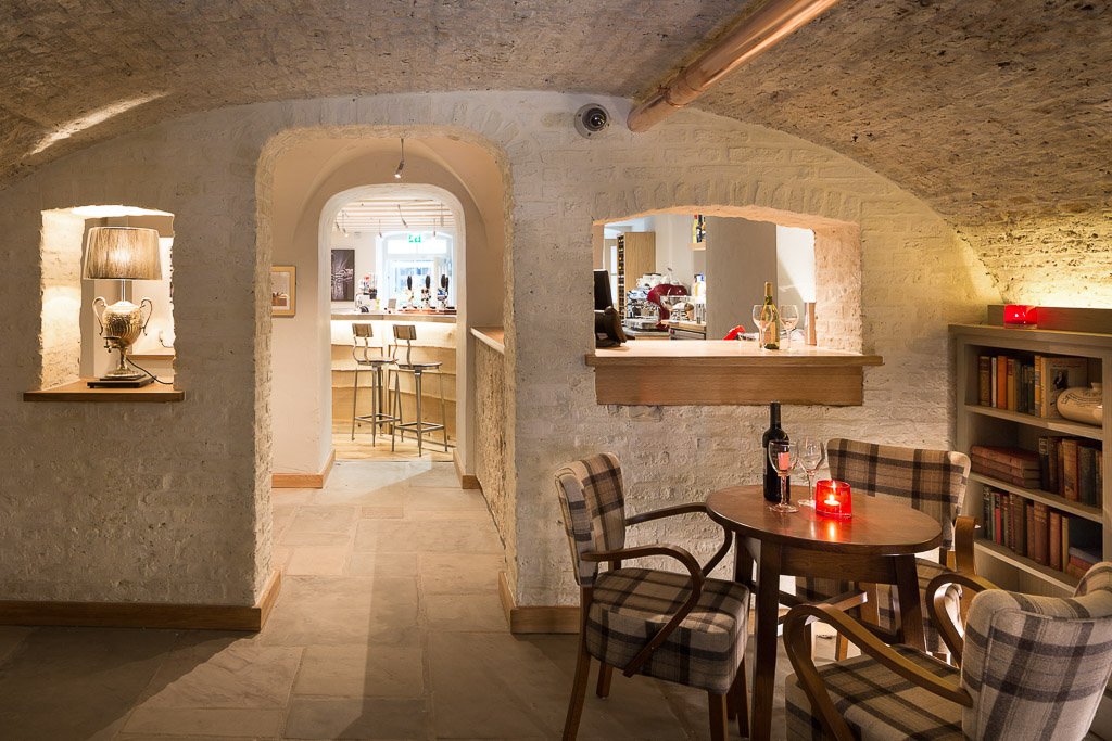 cellar restaurant with bar and cosy intimate table set ups
