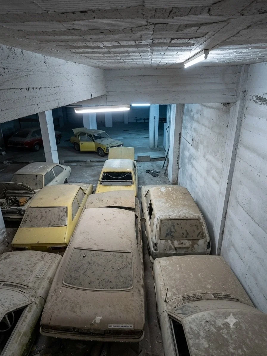 Frozen in time..
What we spot on our Green Line walks never ceases to amaze us, like these brand-new 1974 Toyotas, sitting untouched in the underground garage for half a century.
Huge thanks to the lovely @matleusz for capturing and sharing these pow