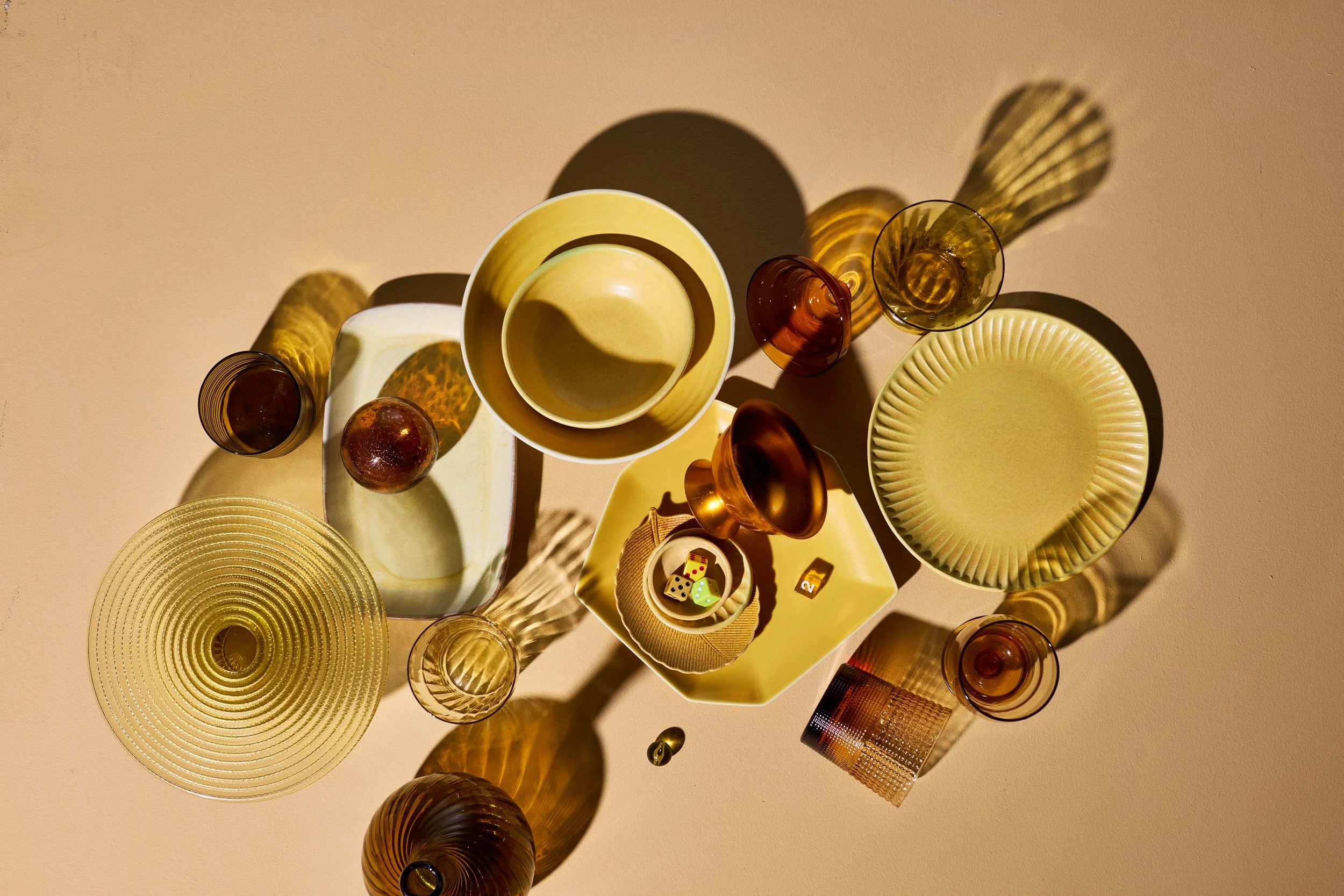 Tabletop collection in yellow