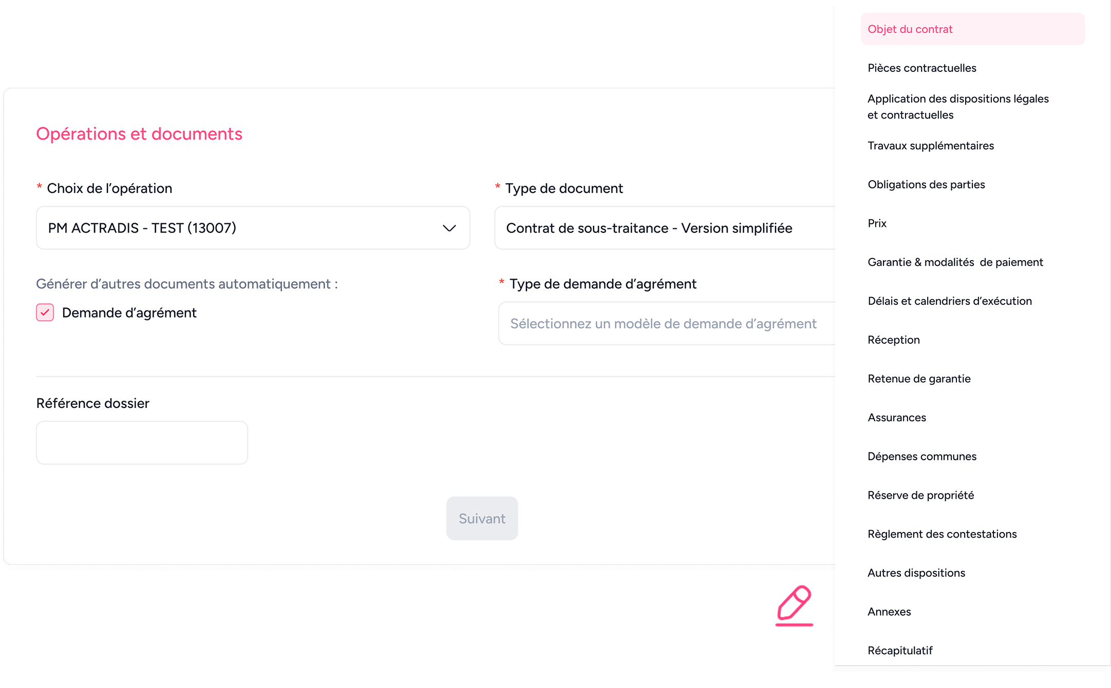 Générez rapidement votre contrat sur Subclic