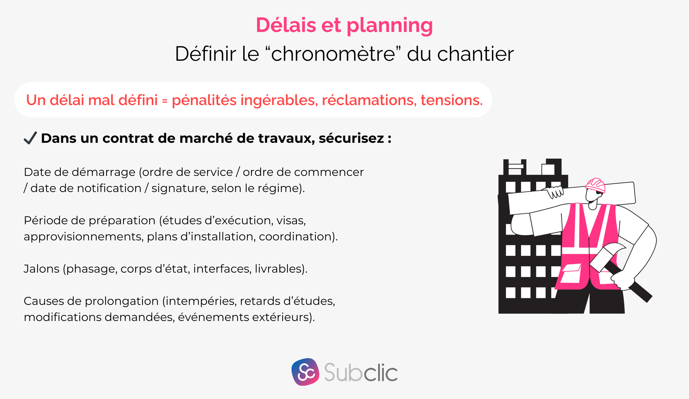 Délais et planning Définir le “chronomètre” du chantier