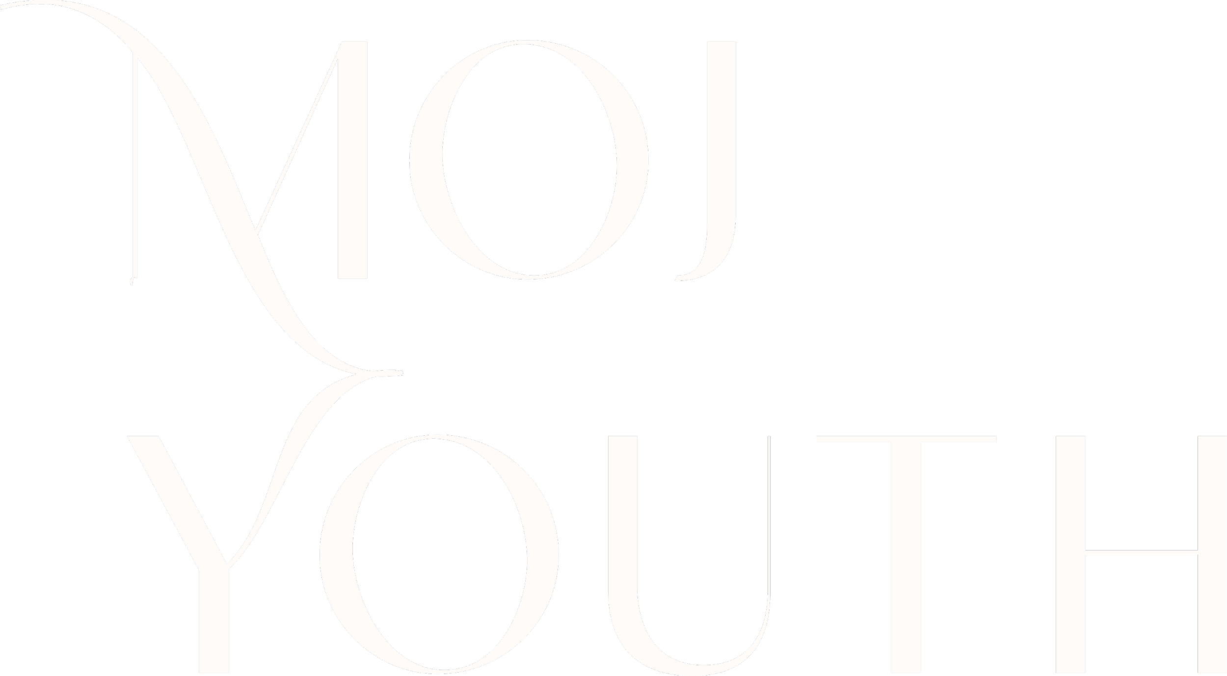 Freigestelltes Logo mit großen weißen Buchstaben, die das Wort 'MOJ Youth' bilden.