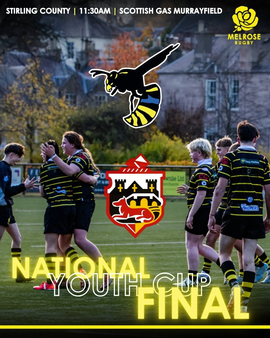 C U P  F I N AL | Wasps Vs Stirling County 🐝🐝

| GAME OF THE WEEK |

Here is your Wasps Squad to face Stirling county U16s at Murrayfield on Sunday in the National Youth Cup Final🟡⚫️

Come along to Murrayfield and support the boys!!

No tickets re