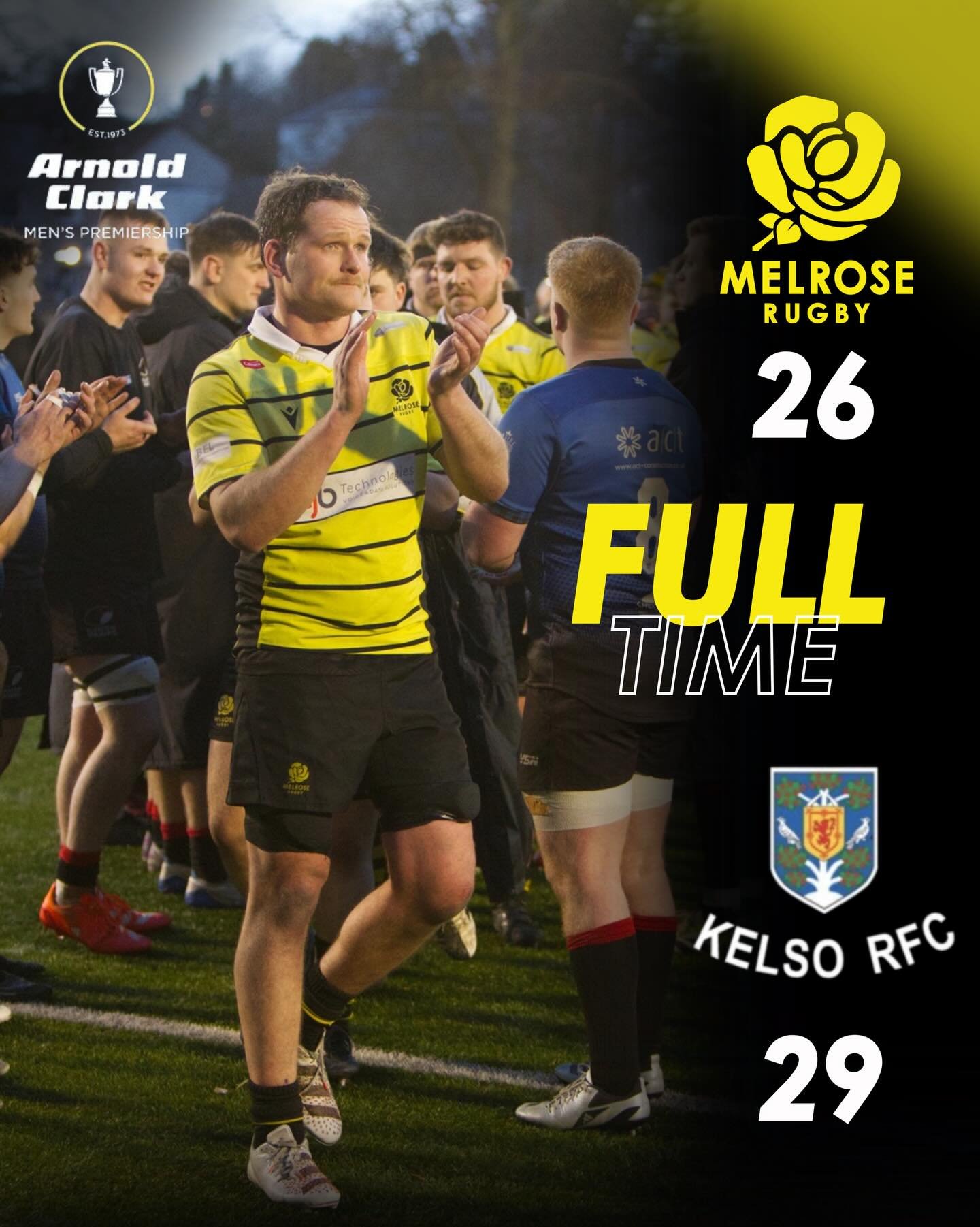 Full time at the Greenyards. Kelso get a try right at the death 💔

26-29

#blackandyellow