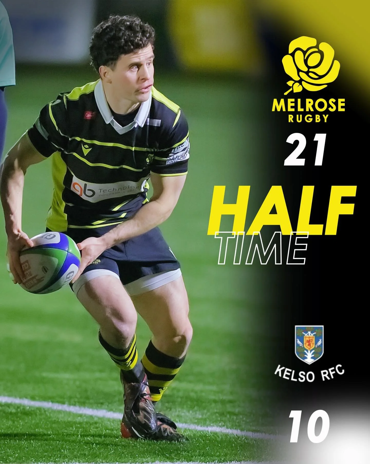 Melrose lead at half time big second half needed to fight the weather 🔥 

#blackandyellow
