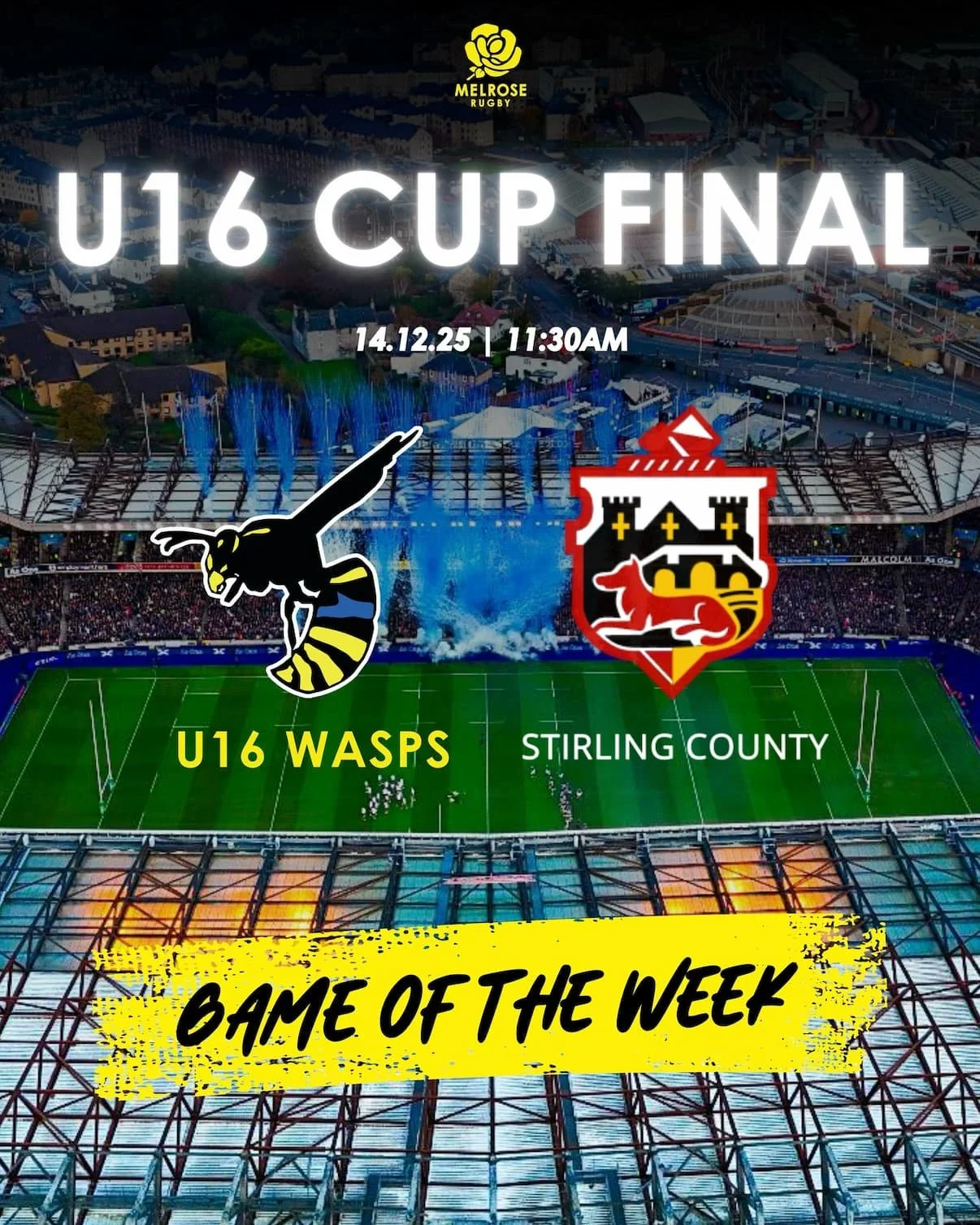 NATIONAL U16 BOYS CUP FINAL Melrose U15 v Stirling Country U15 - 14/12/25