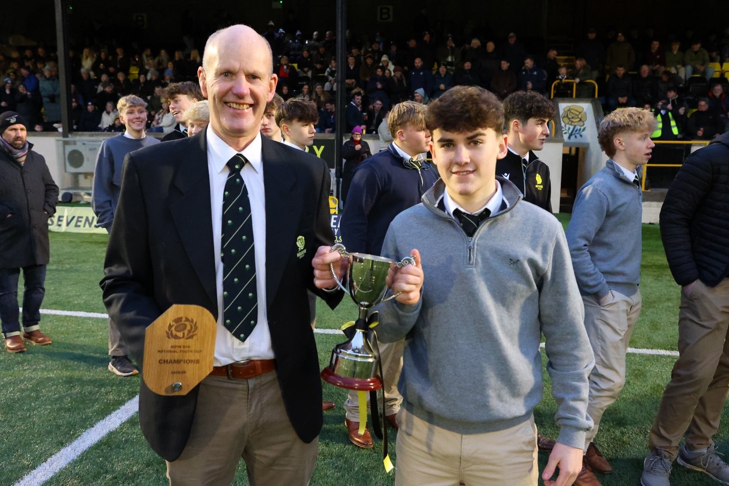 Celebrating success 👏

It was great to acknowledge the U16 Wasps Scottish Cup Win at the Greenyards during half-time of the Waverley Cup on Boxing Day! 

Well done once again to the team and everyone involved in the successful cup campaign 🏆

📸 | 