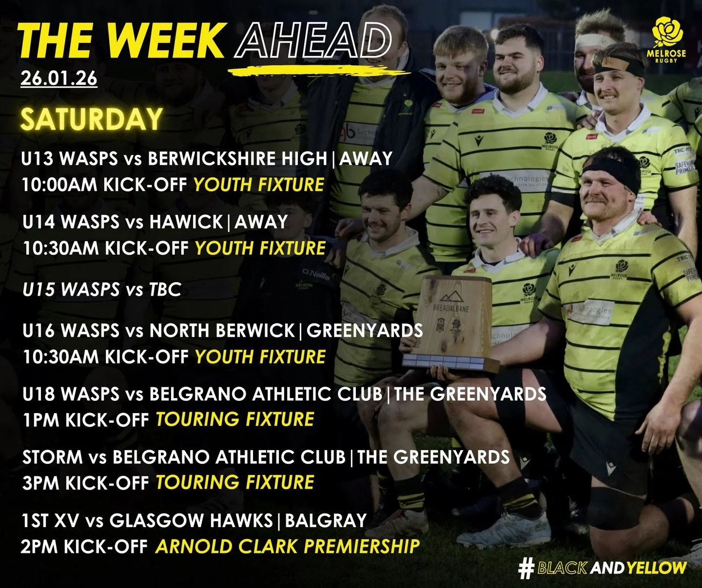 The Week Ahead 🗓️

Saturday&rsquo;s fixture card&hellip;

Keep an eye on our socials for any changes.

#blackandyellow🐝