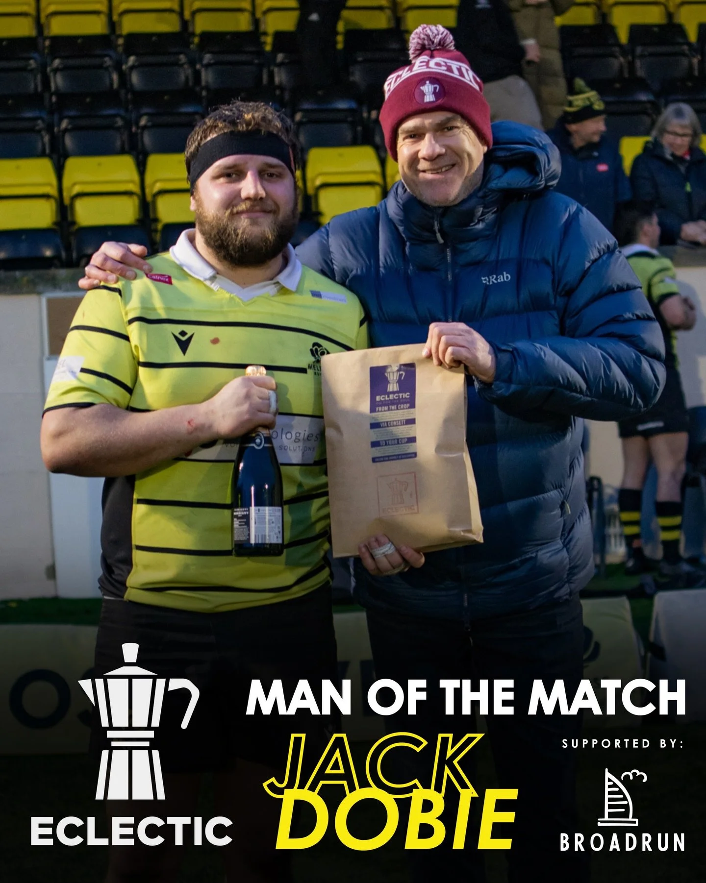 𝑴𝒂𝒏 𝒐𝒇 𝒕𝒉𝒆 𝑴𝒂𝒕𝒄𝒉 | Eclectic Coffee Roasters ☕️

Congratulations to Jack Dobie who was the @eclecticcoffeeroasters Melrose man of the match against Hawick. 

Jack is kindly supported by @broad_run_ 🙌

Thank you as always to our loyal sup