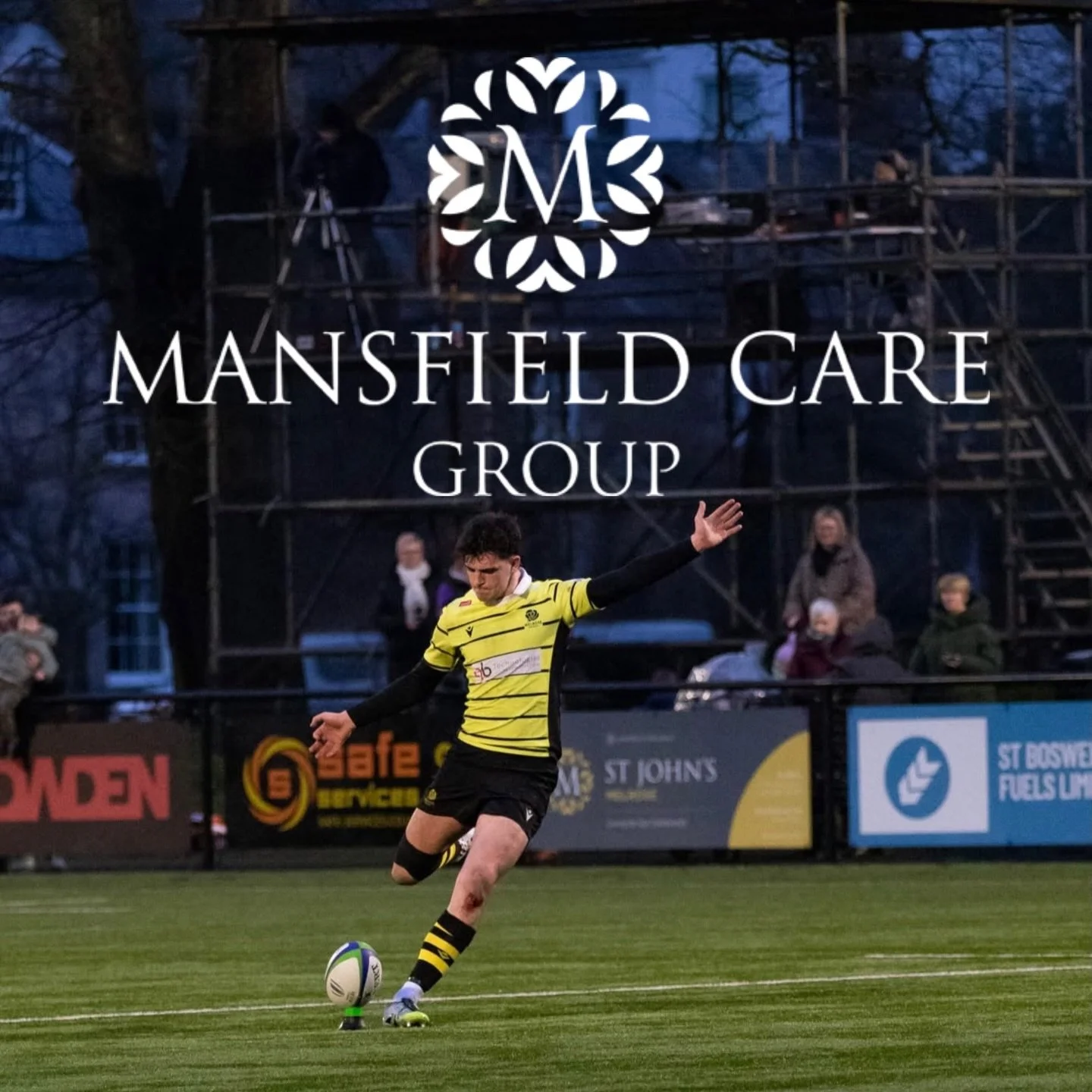 Thanks again to Mansfield Care Group for sponsoring our 1st XV match last Saturday against Hawick!

For more information on @mansfieldcaregroup head to their website - https://mansfieldcare.co.uk 💻

#blackandyellow🐝