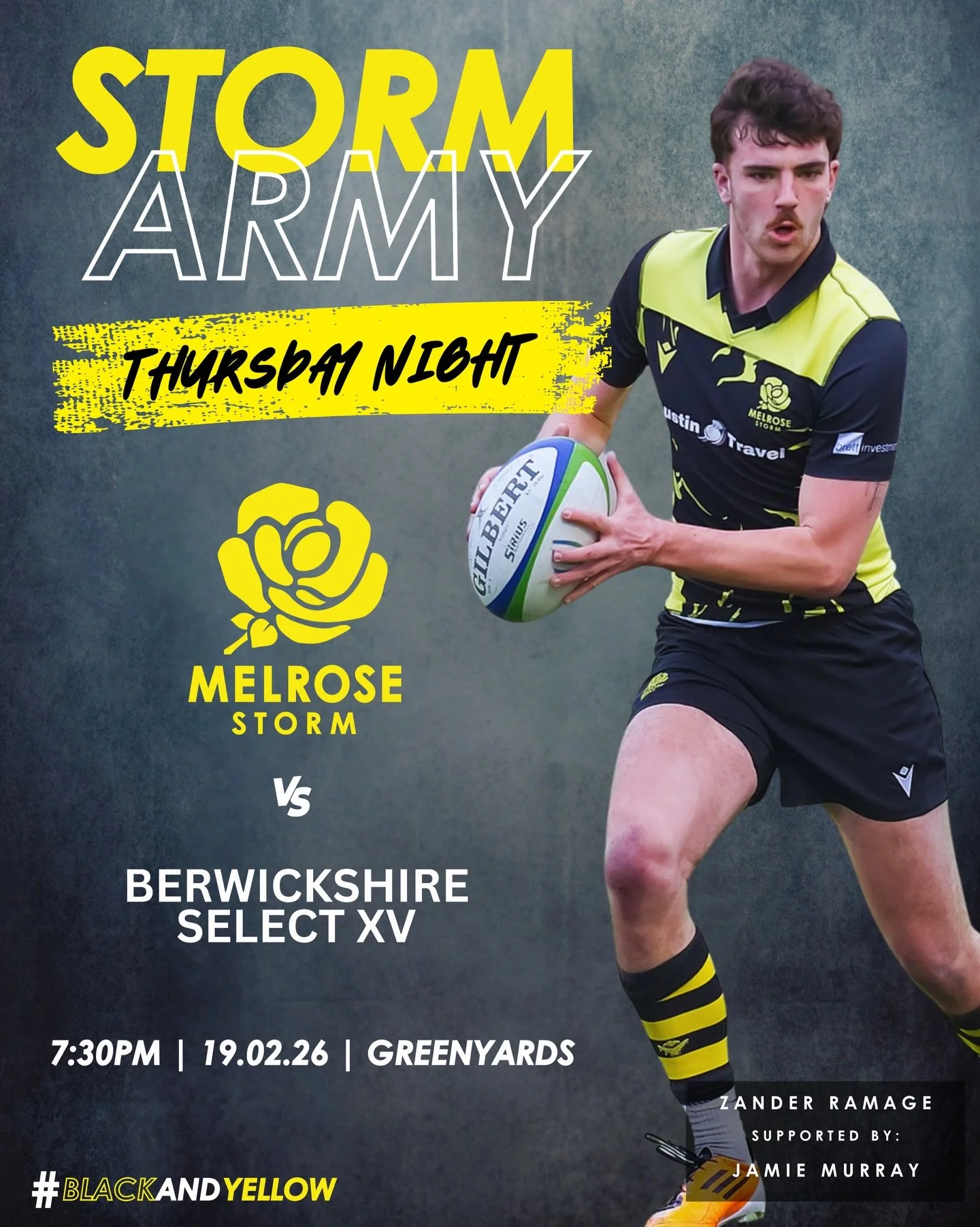 STORM vs BERWICKSHIRE SELECT⚡️

Thursday night lights at the Greenyards as the Storm Army take on Berwickshire Select!

7:30pm kick-off and entry is free 💪

#BlackandYellow🐝