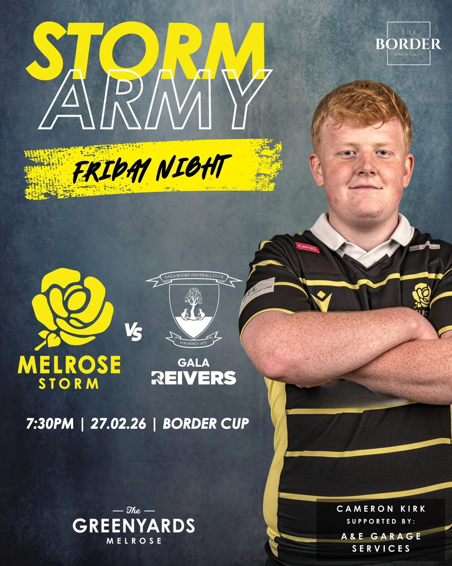 FIXTURES | This weekend&rsquo;s fixture card⚡️

First up, the Storm army welcome @gala_rugby Reivers to the Greenyards on Friday night for a Border Junior Legaue Cup clash!

Then on Saturday we have three teams heading to Stewart&rsquo;s Melville, wh