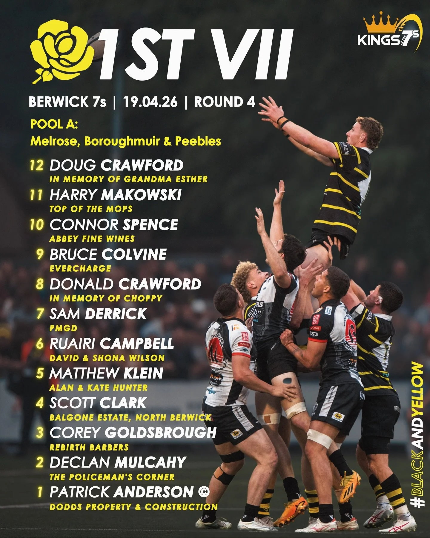 SQUAD | Round 4 🔐

1st VII squad for Berwick 7s today!

#BlackandYellow🐝