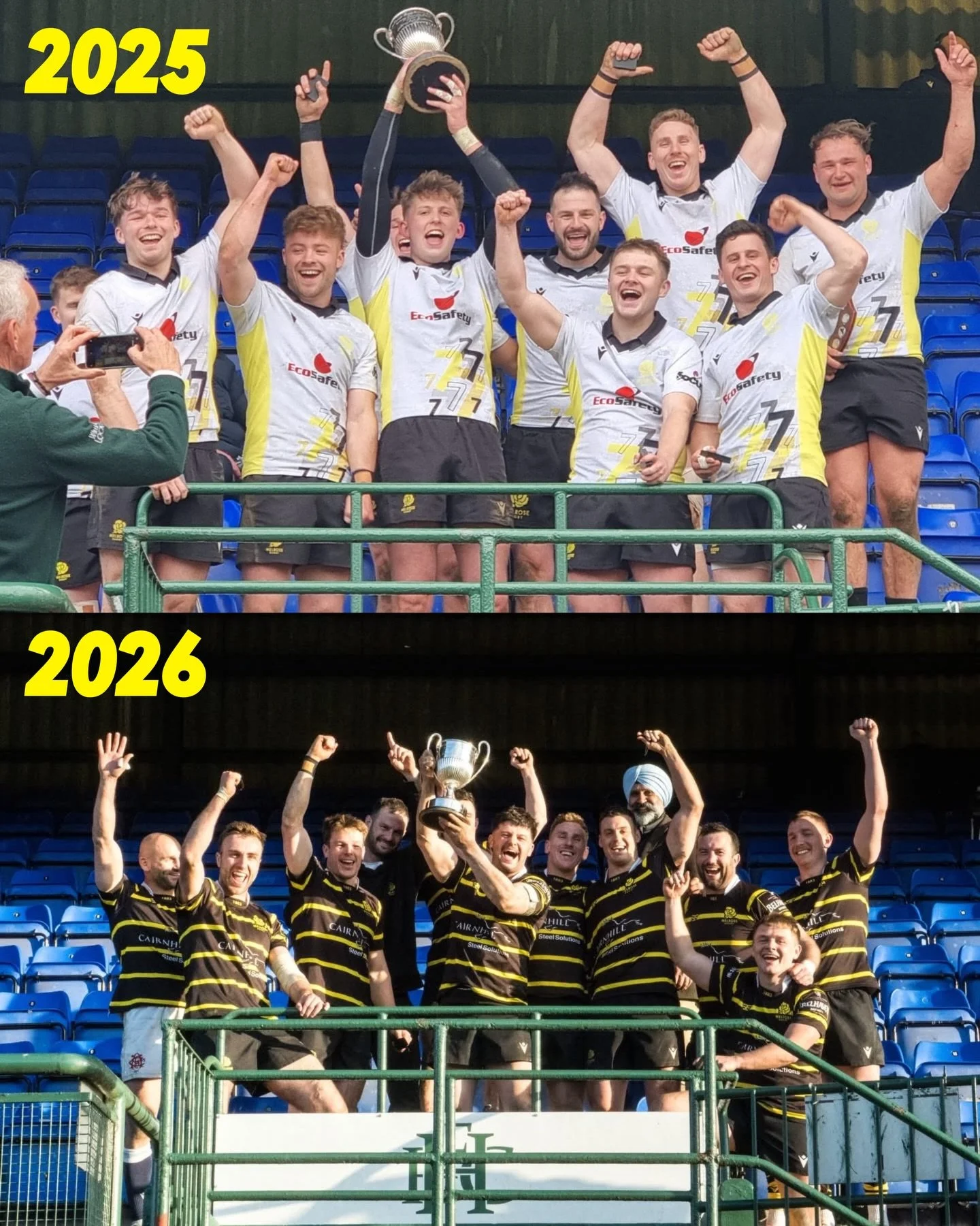 A double-header weekend we know all too well 🤝

Our 1st VII went back-to-back at Hawick &amp; Berwick for the second year running.. plus the three-peat at Berwick 🏆🏆🏆

Next up Langholm 🔜

#BlackandYellow🐝