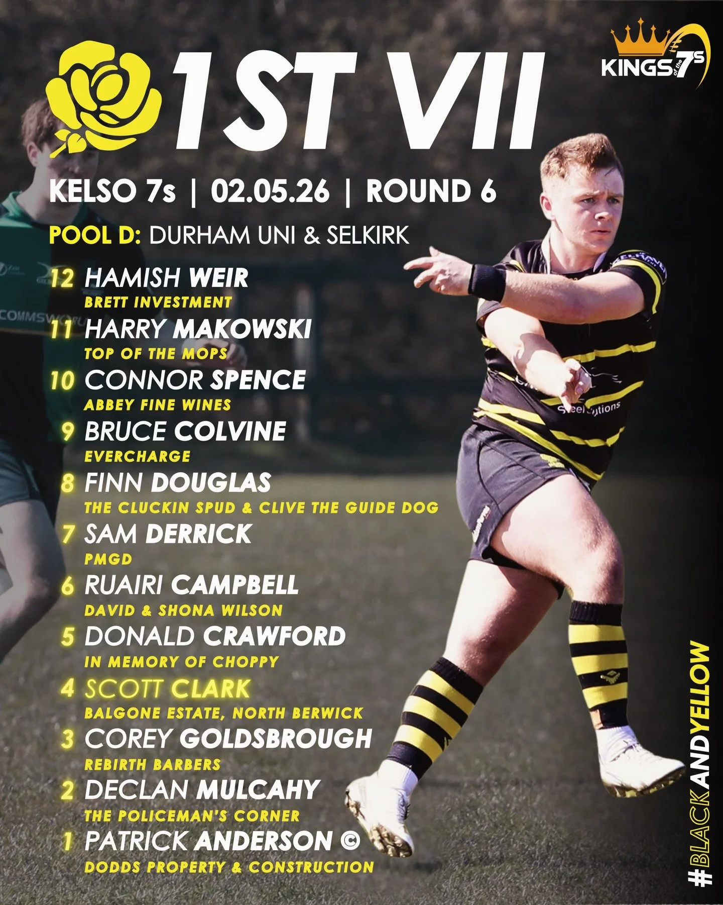 SQUADS | 1st VII &amp; Storm⚡️

Our two senior squads heading to Kelso and Musselburgh tomorrow!

The 1st VII are also back in action on Sunday at Earlston 7s 👊

#BlackandYellow🐝
