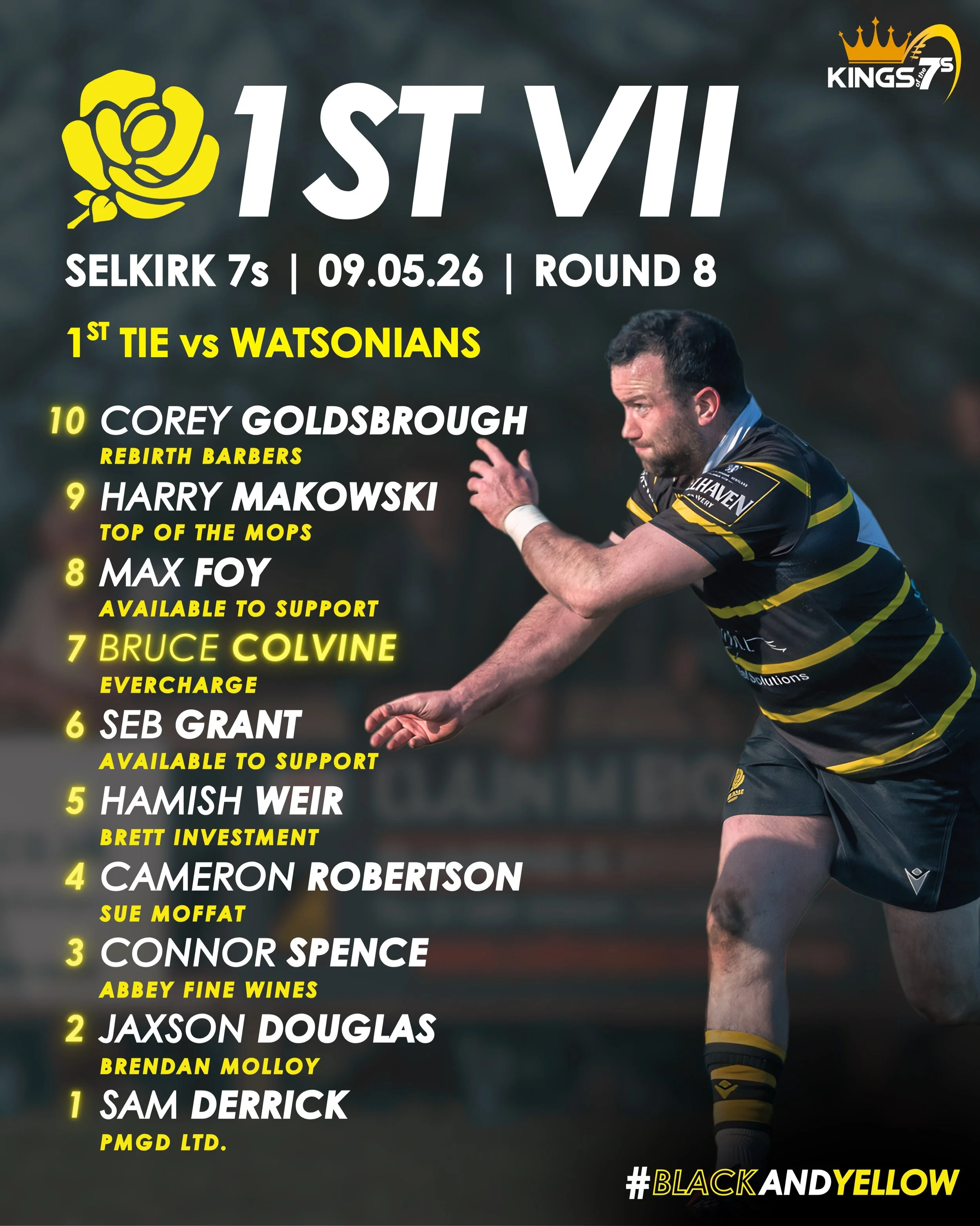 SQUAD | Round 8 - Selkirk 🫡

The 1st VII squad heading to Selkirk 7s today!

#BlackandYellow🐝
