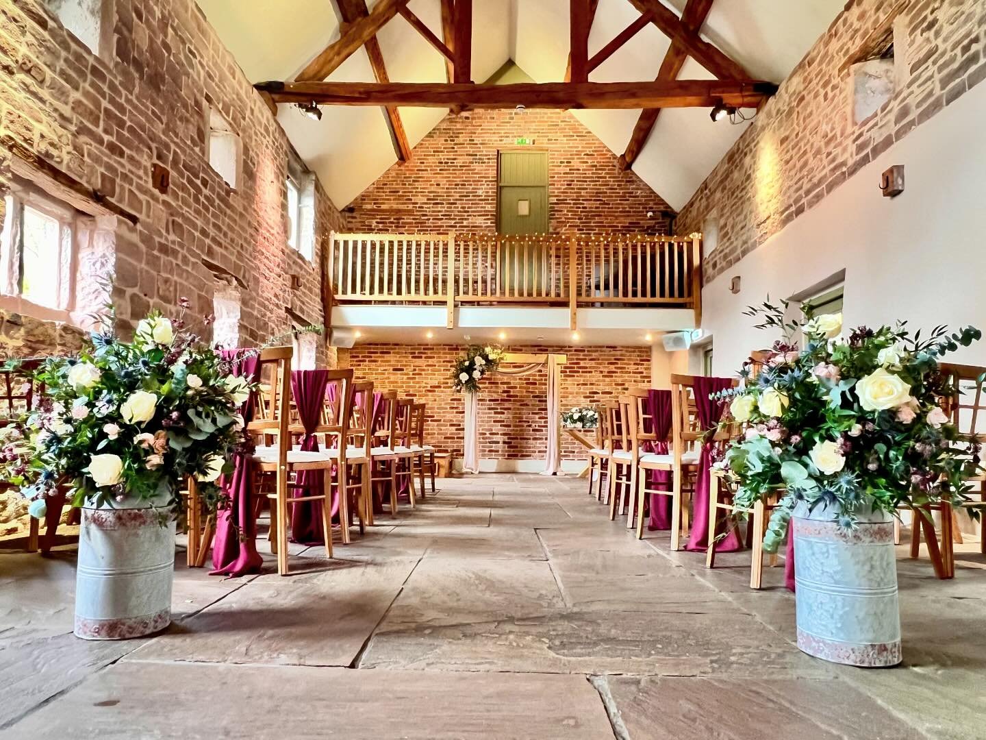 Nicola &amp; Richard. In love with this colour palette! Burgundy, pale pink and blue The ceremony barn at @theashesbarns looked beautiful. One of those days when you do really lov your job!
#vintagevenuedressing, #theashesbarns, #barnwedding, #rustic