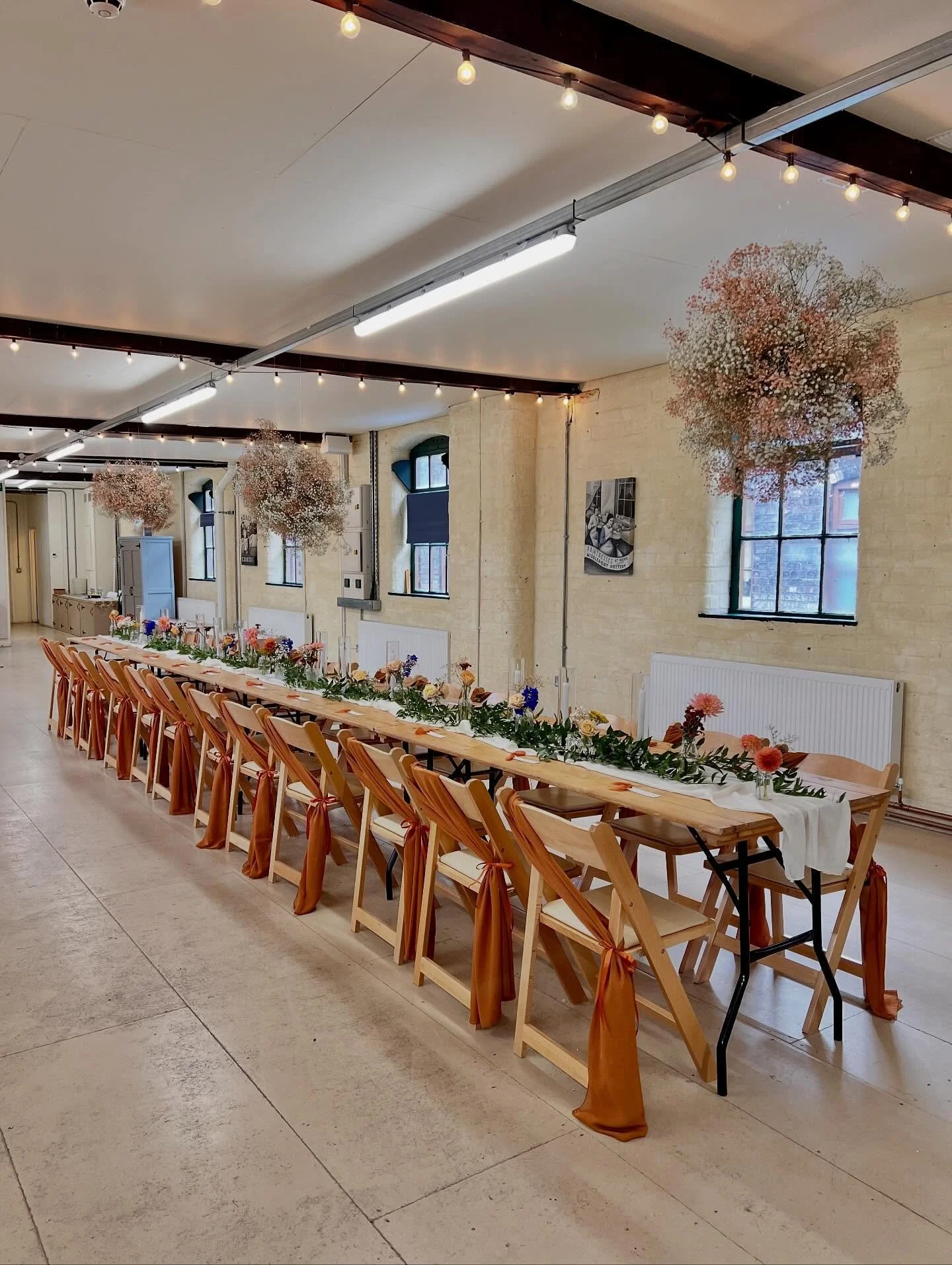 Emma &amp; Jack. Our first wedding at @middleport_pottery and we really enjoyed working alongside @wildernessfloraldesign who supplied stunning gypsophila clouds. 
#vintagevenuedressing, #middleportpottery, #wedding, #weddinggday, #autumnwedding, #we