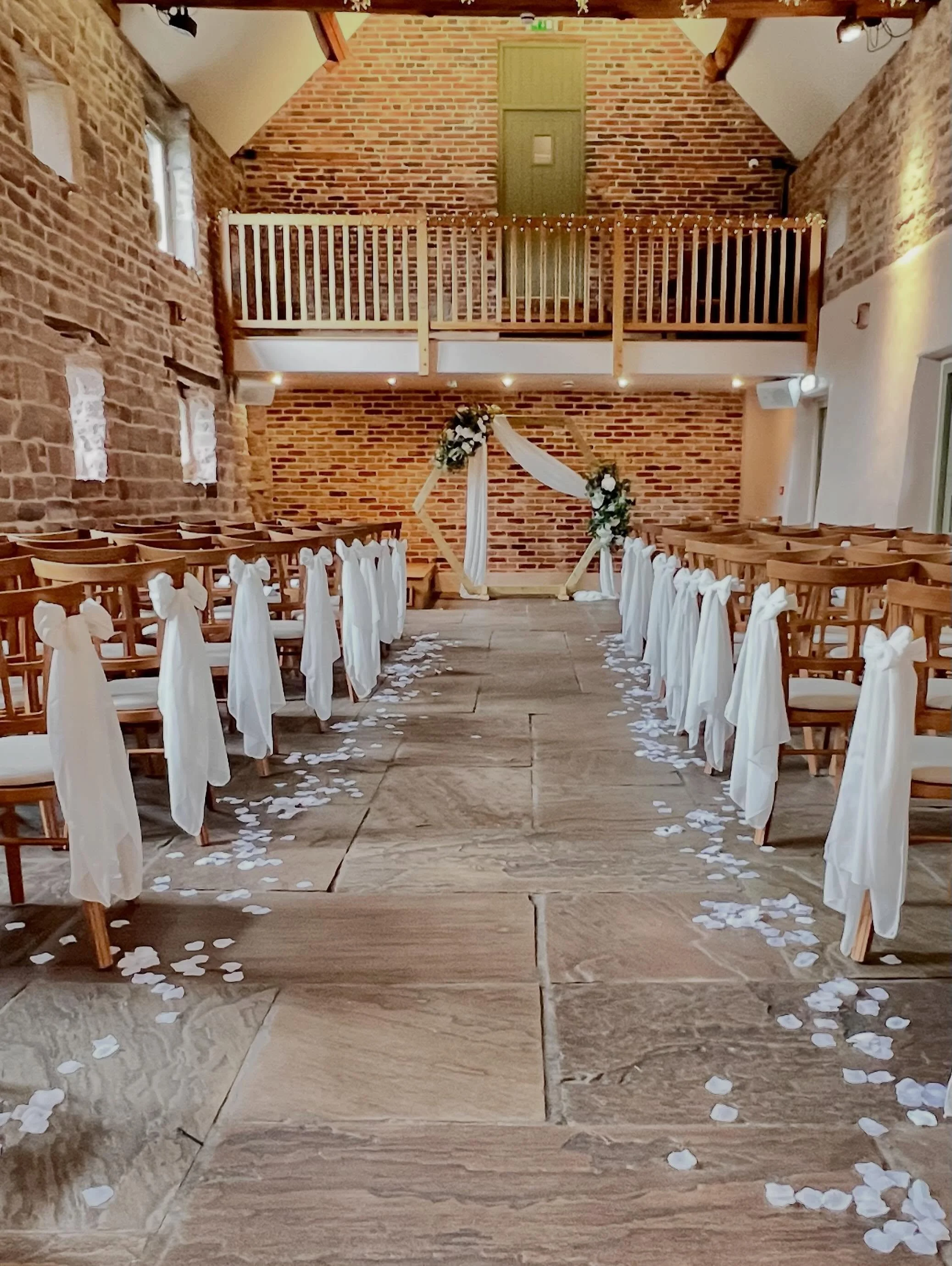 Cat and Sam. So pretty at @theashesbarns on Tuesday. 
Soft white bows to line the aisle gave a romantic and elegant feel to the barn. 
Cat was so excited as she arrived in the morning and looked beautiful just as a bride should. 
#theashesbarns #wedd