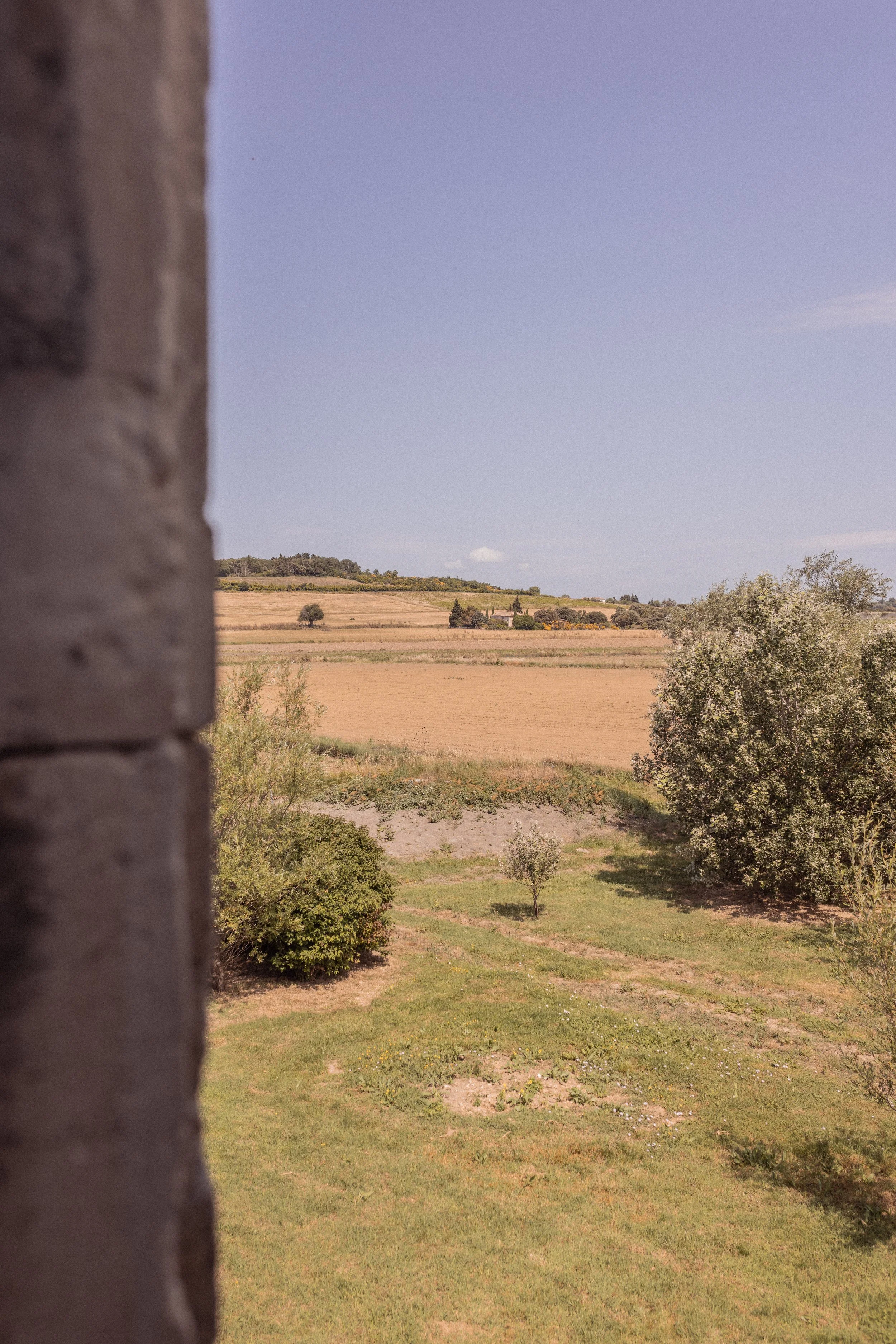 champs baignés de soleil en Drôme Provençale, cadre naturel et apaisant accueillant une retraite de yoga et alimentation consciente