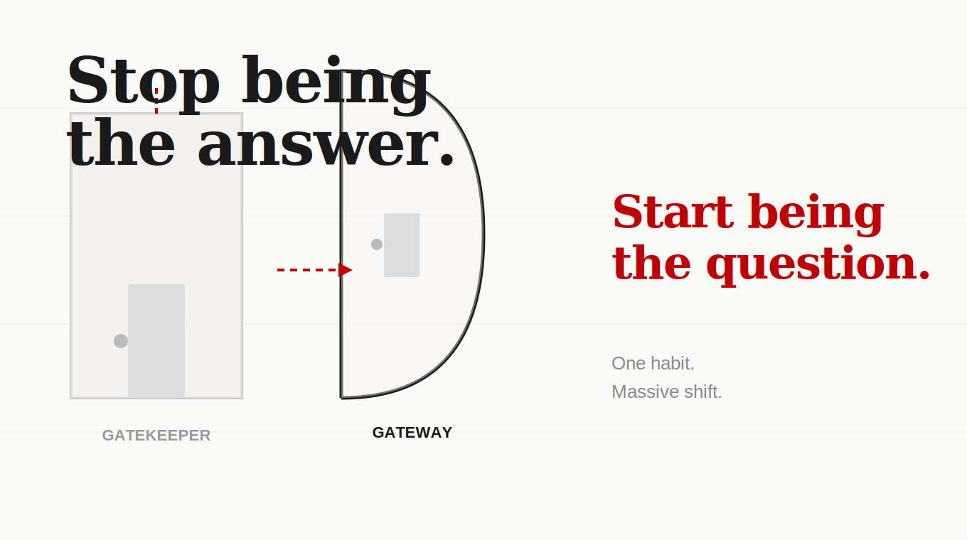 Stop Being the Answer. Start Being the Question.