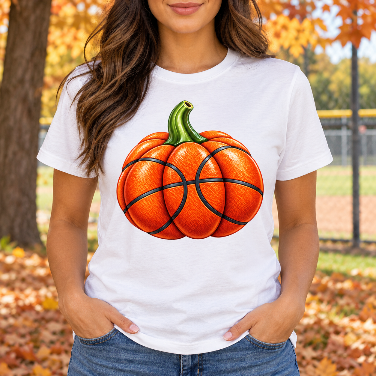Fall Basketball Pumpkin Graphic Tee