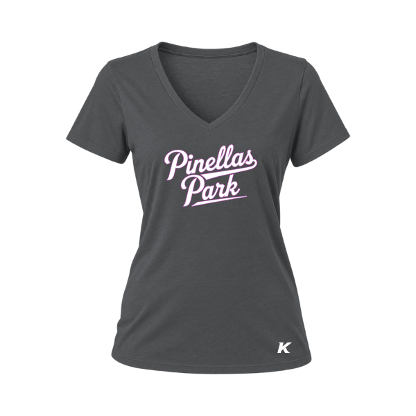 Pinellas Park Softball Minors BARBER Personalized Women's Relaxed Jersey V-Neck Tee
