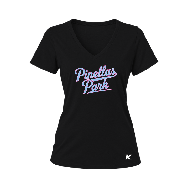 Pinellas Park Softball Minors BARBER Personalized Women's Relaxed Jersey V-Neck Tee