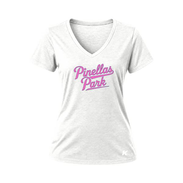 Pinellas Park Softball Minors BARBER Personalized Women's Relaxed Jersey V-Neck Tee