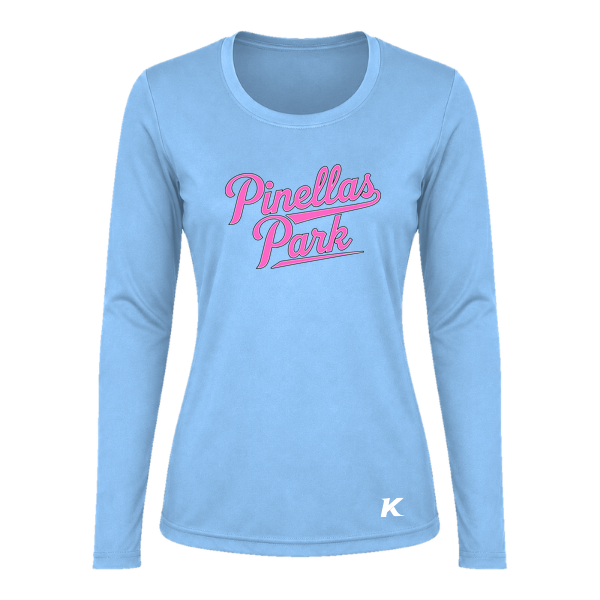 Pinellas Park Softball Minors BARBER Personalized Women's Long Sleeve Vision T-Shirt Jersey