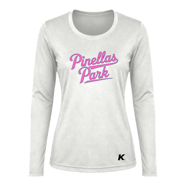Pinellas Park Softball Minors BARBER Personalized Women's Long Sleeve Vision T-Shirt Jersey