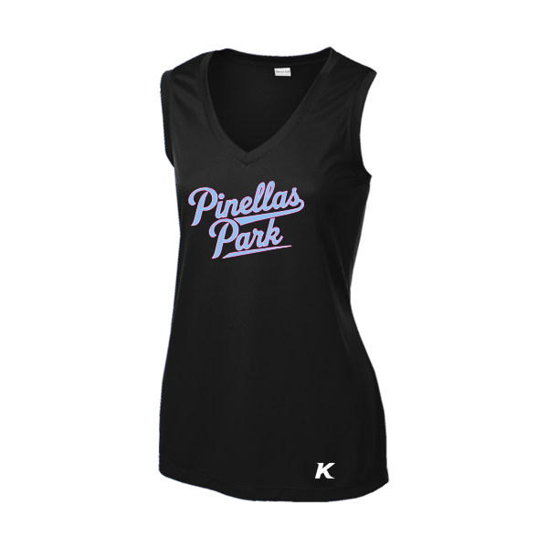 Pinellas Park Softball Minors BARBER Personalized Women's Sleeveless PosiCharge Competitor Tee