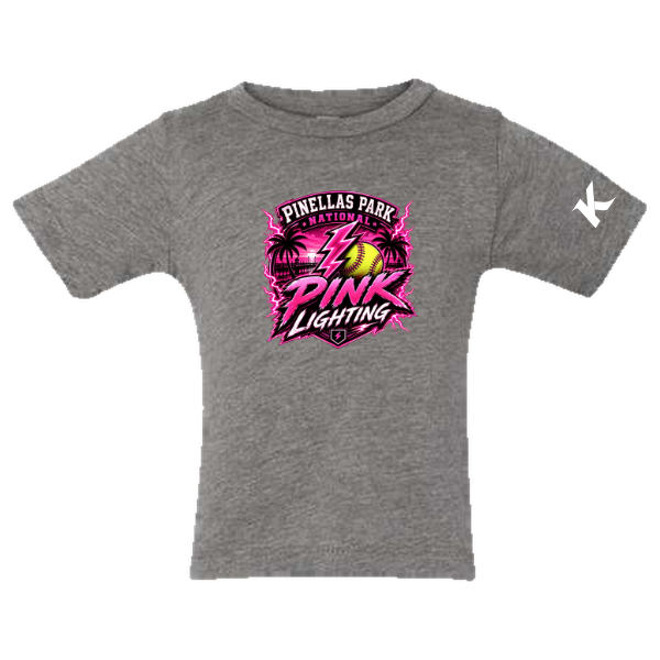 Pinellas Park Softball Minors BARBER Pink Lightning Personalized Infant Triblend Short Sleeve Tee