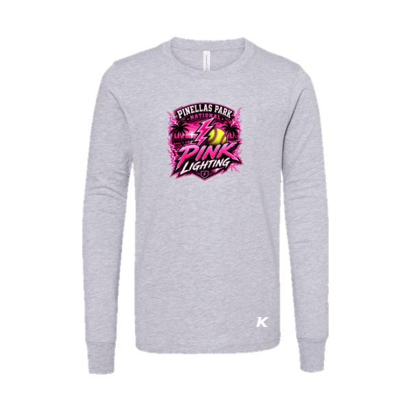 Pinellas Park Softball Minors BARBER Pink Lightning Personalized Youth Jersey Long-Sleeve Tee