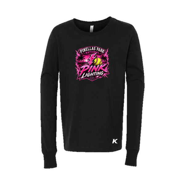 Pinellas Park Softball Minors BARBER Pink Lightning Personalized Youth Jersey Long-Sleeve Tee