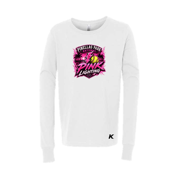 Pinellas Park Softball Minors BARBER Pink Lightning Personalized Youth Jersey Long-Sleeve Tee