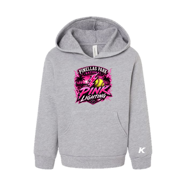 Pinellas Park Softball Minors BARBER Pink Lightning Personalized Toddler Sponge Fleece Pullover Hoodie