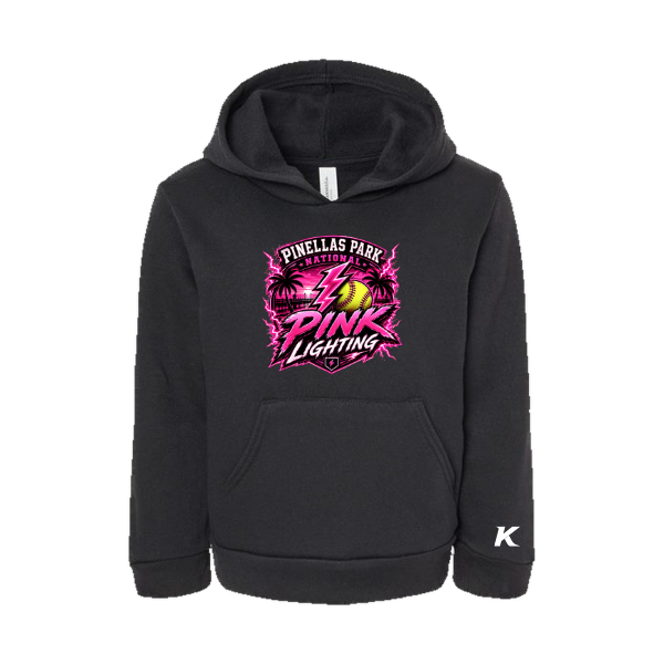 Pinellas Park Softball Minors BARBER Pink Lightning Personalized Toddler Sponge Fleece Pullover Hoodie