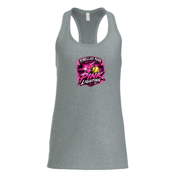 Pinellas Park Softball Minors BARBER Pink Lightning Personalized Women's Jersey Racerback Tank