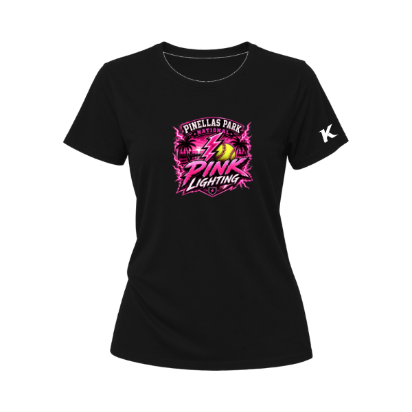 Pinellas Park Softball Minors BARBER Pink Lightning Personalized Women's Relaxed Jersey Tee